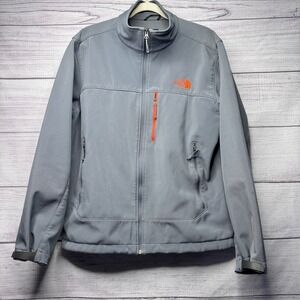 The North Face‎ Mens Soft Shell Jacket Grey Orange Full Zip Size L FLAW